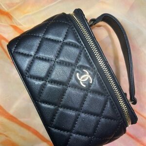 CHANEL Black Quilted Cosmetic Case